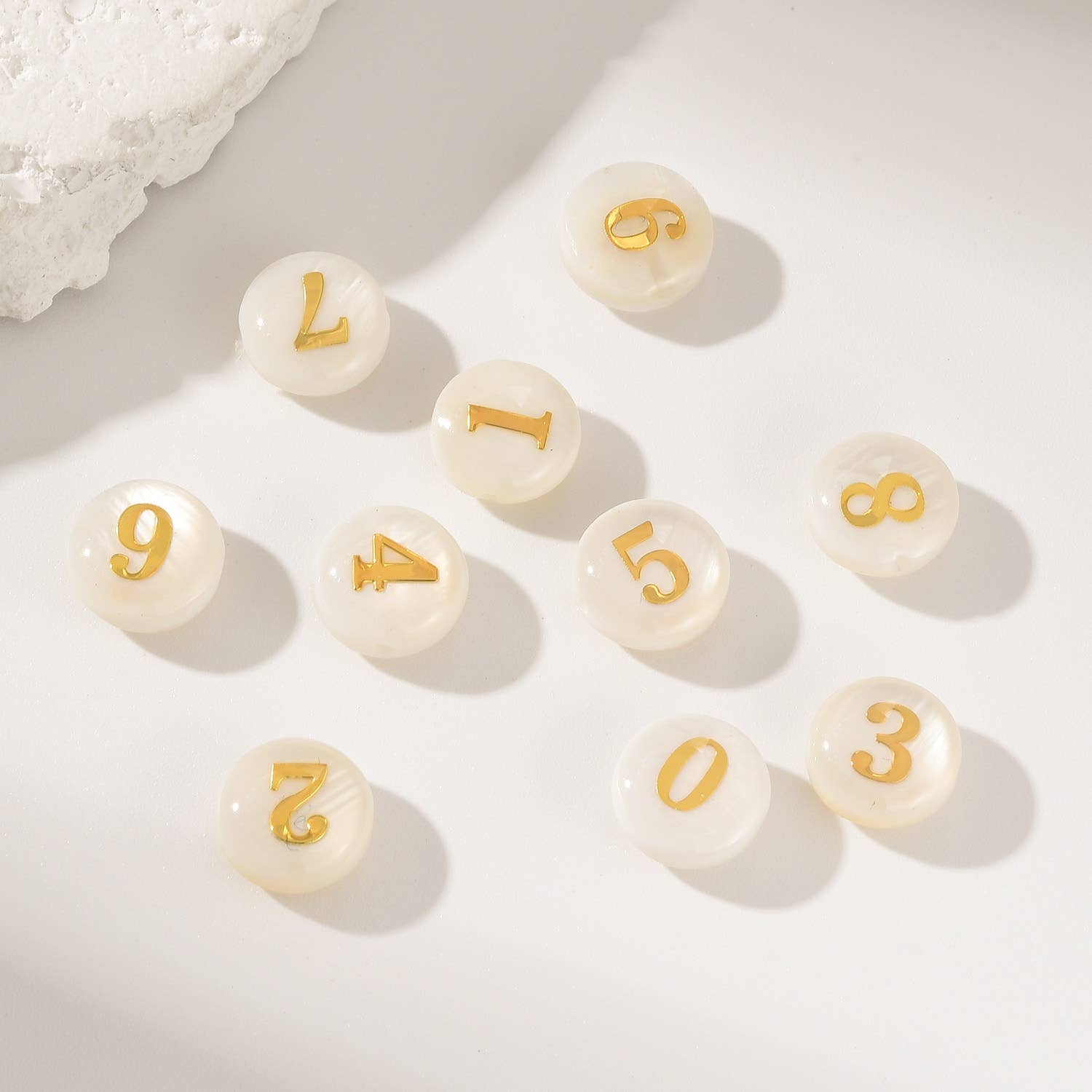 Beads Creation – wholesale Beads – White Shell Number Beads, Kawaii DIY Set, Gift for Her BD1811