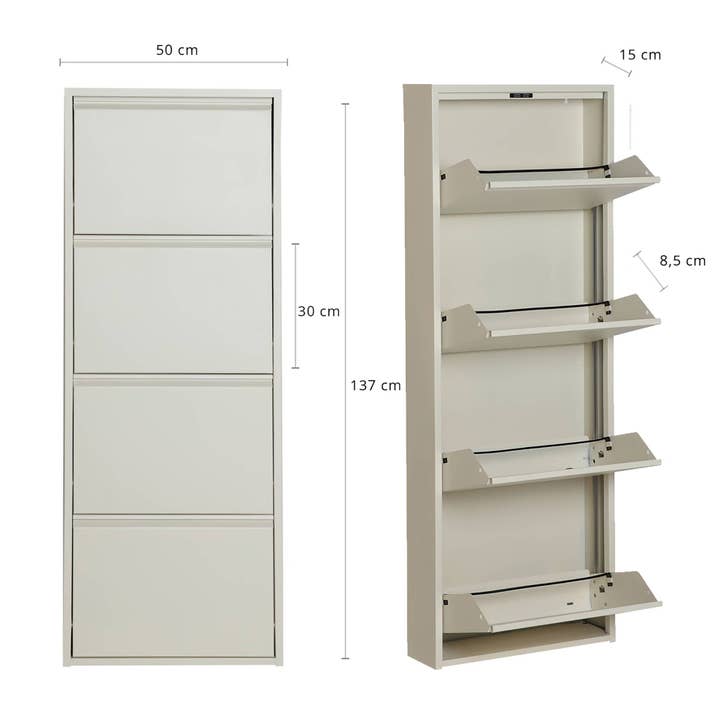 Kodu Home Design - Venta al por mayor Zapateros - Zapatero Nijar, de Acero, en Color Beige, de 50x15x137cm