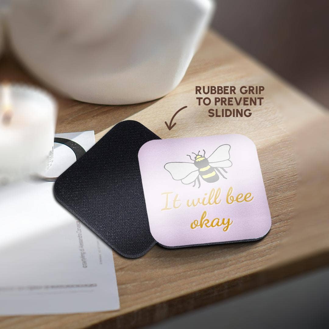 3dRose - Wholesale Coasters - 3dRose, Image of Bee with Text of It will Bee Okay, Coaster10
