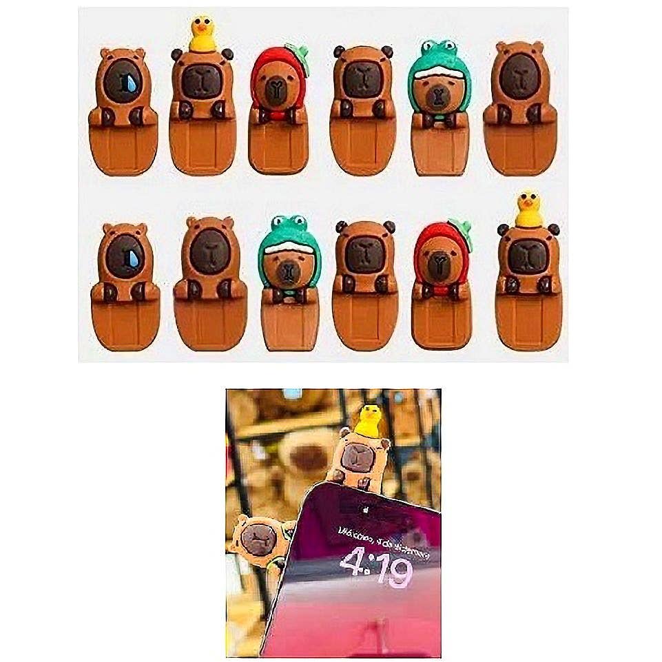 Diacly - Vente Figurine – enfant - 12 figurines de capybara pour décoration de moniteur de téléphone portable1