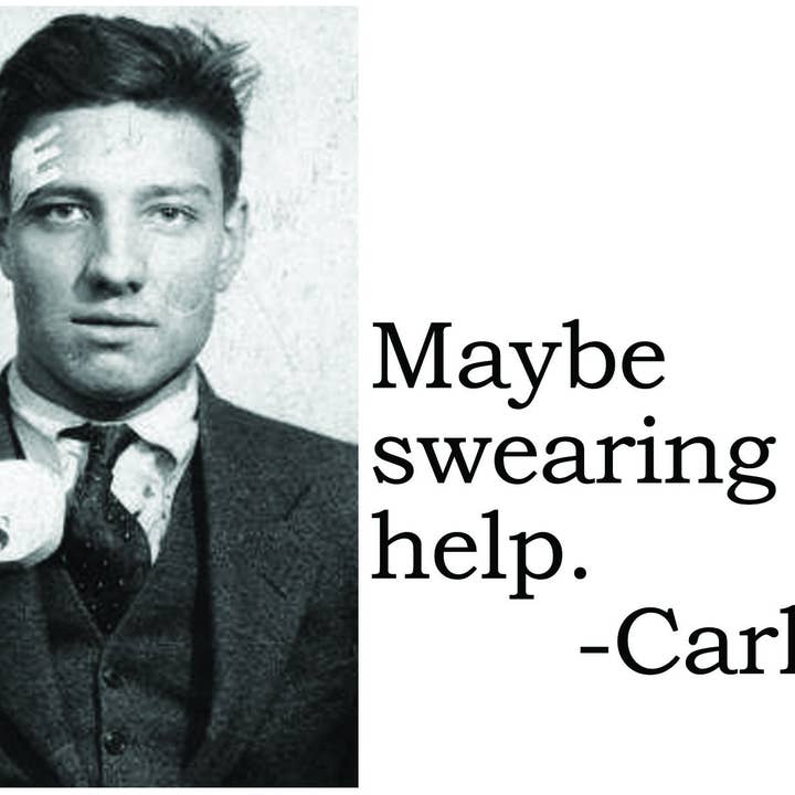 BIG HOUSE Postcards, Maybe swearing would help. -Carl for wholesale by The 3 Sisters Design Co.