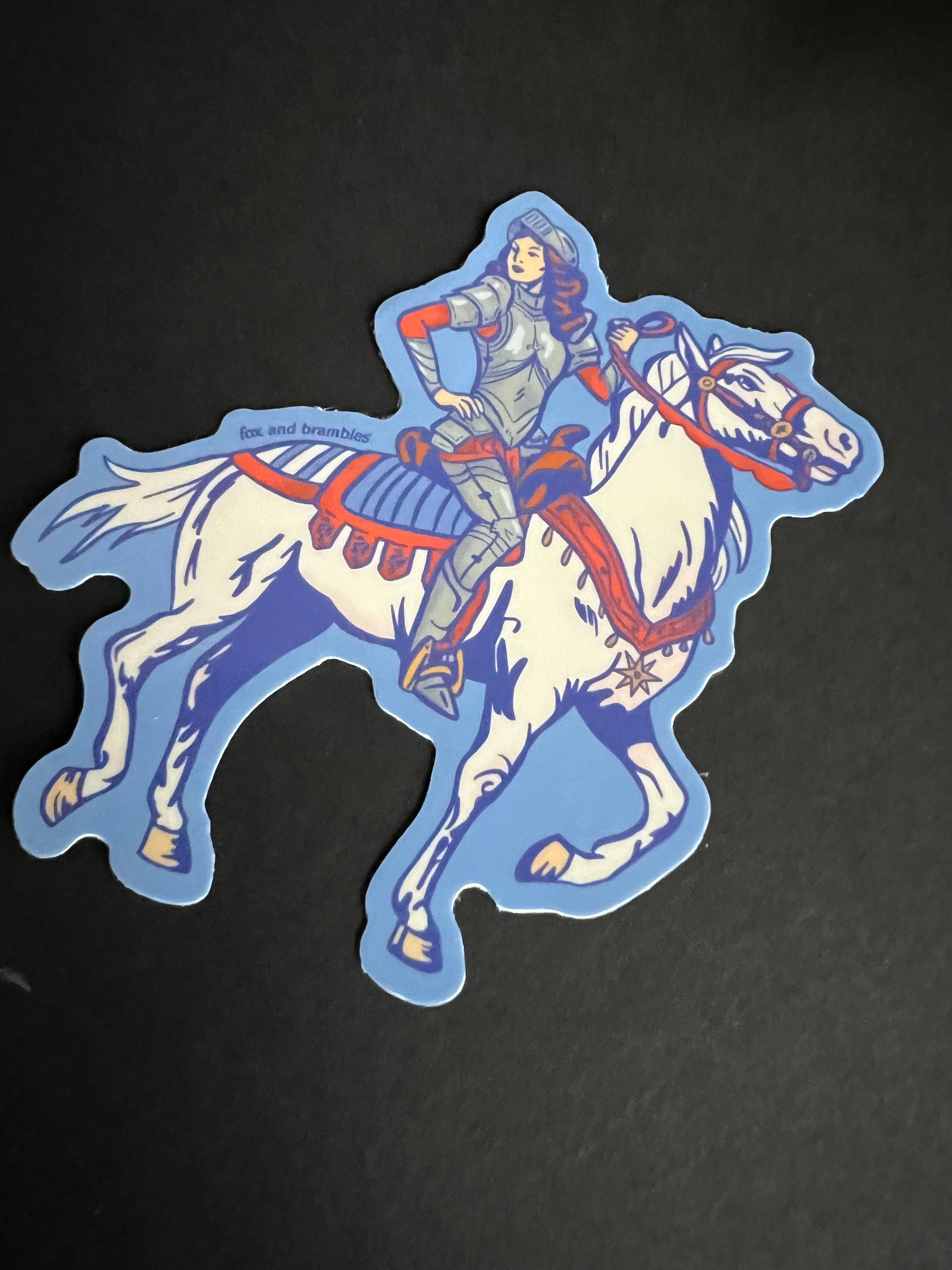 Fox and Brambles - Wholesale Sticker - Retro Medieval Lady Knight Sticker1
