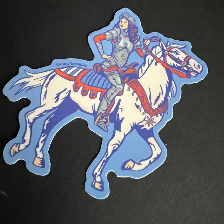 Fox and Brambles - Wholesale Sticker - Retro Medieval Lady Knight Sticker1