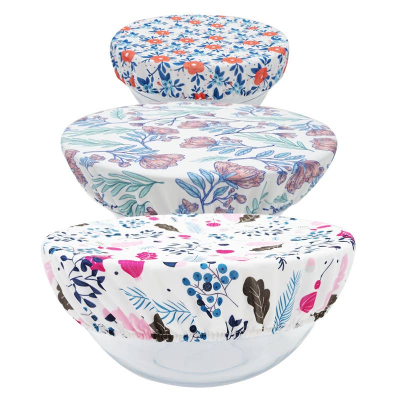 EcologiQ - Wholesale Food Storage Wrap/Bag - Set of 3 zero-waste-Charlotte flatcovers in floral fabric5