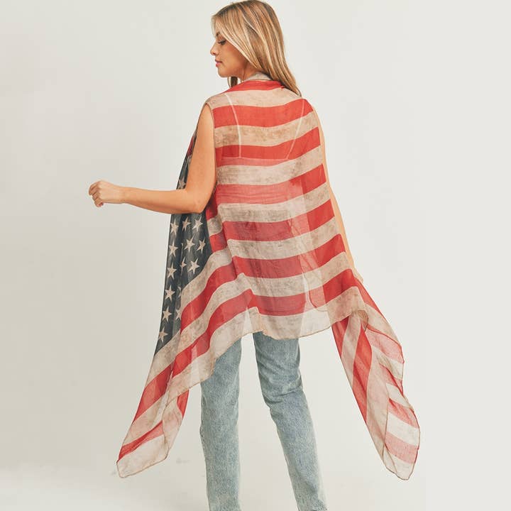 MULTI American Flag Kimono for wholesale on Faire
