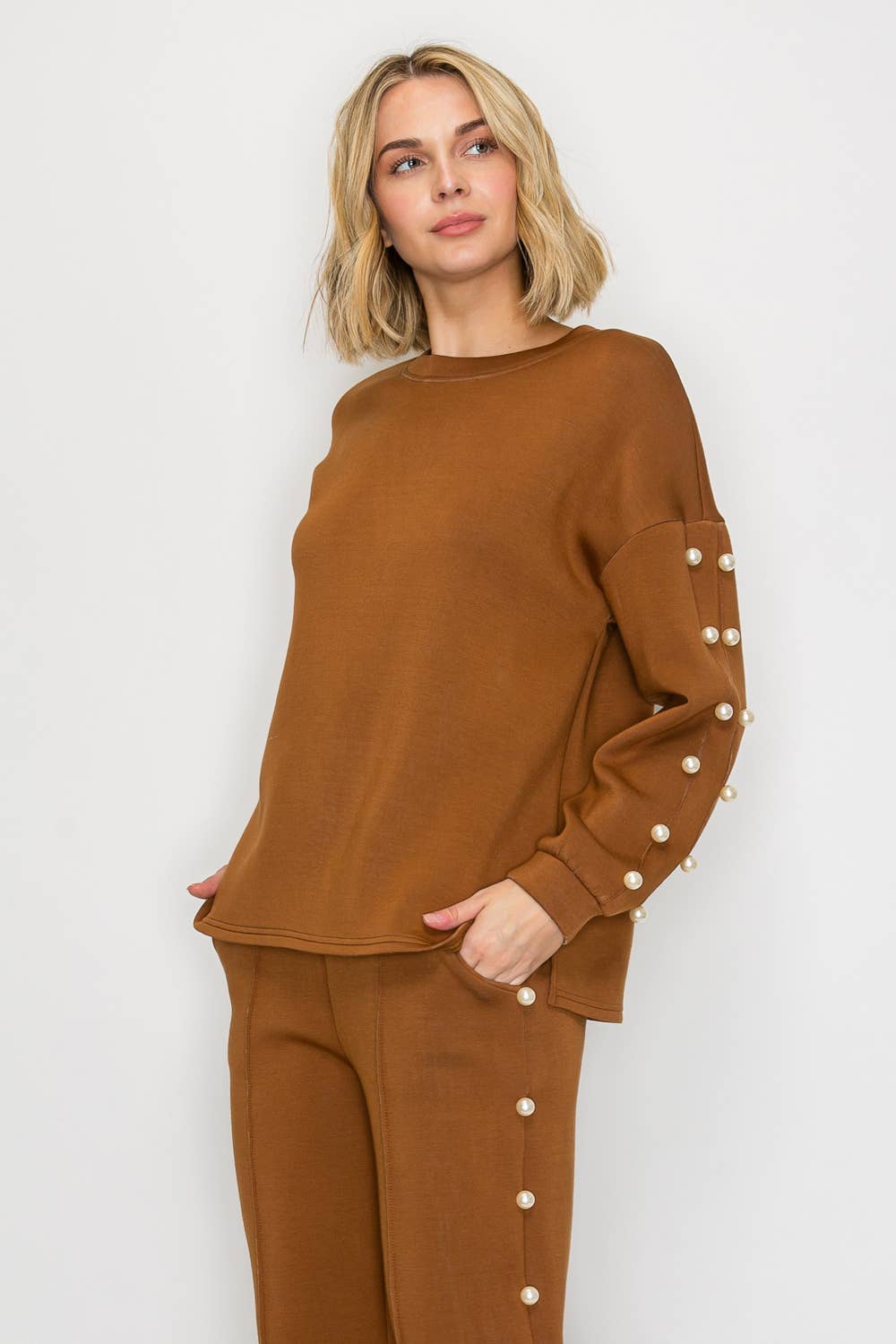 Joh Apparel - Venta al por mayor Jersey corto de punto - Mujer - Top de perlas Katri Stretch French Scuba26