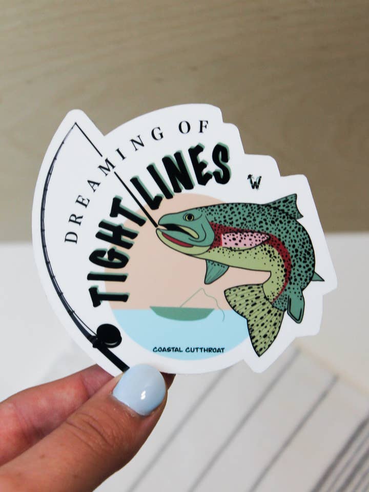 Dreaming of Tight Lines Fishing Sticker for wholesale by Western Coast Creations
