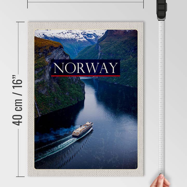 Femer - Wholesale Sign - Wooden travel sign 30x40cm Norway cruise sea mountains3
