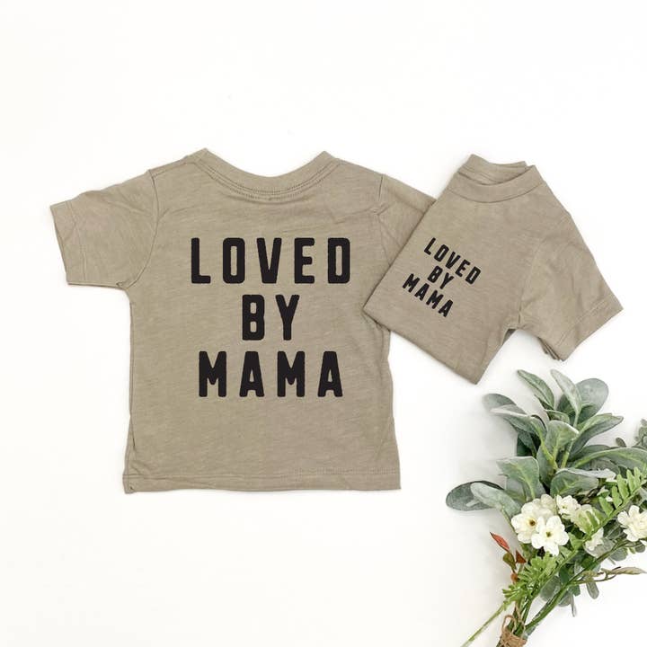 Loved By Mama Tee - Black Design for wholesale by Merce and Company