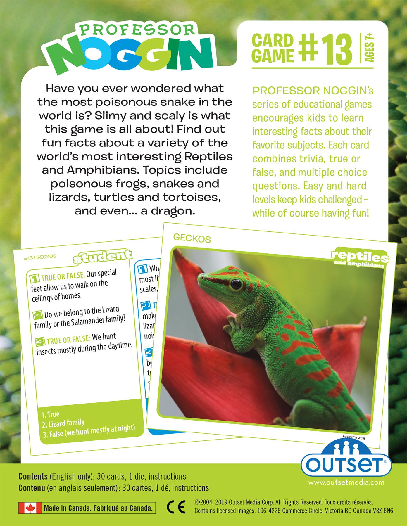 Outset Games and Cobble Hill Puzzles - Wholesale Card Game - Prof. Noggin Reptiles and Amphibians Card Game2