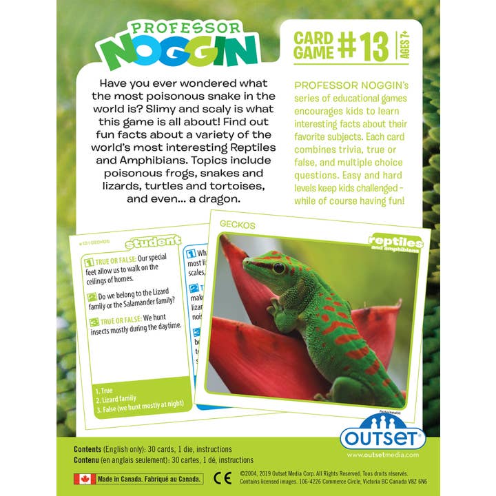 Outset Games and Cobble Hill Puzzles - Wholesale Card Game - Prof. Noggin Reptiles and Amphibians Card Game2