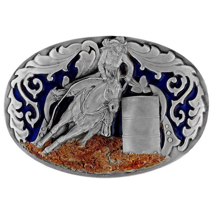 Western Express - Wholesale Belt Buckle - Unisex - USA-Made Barrel Racer Belt Buckle with Enamel Finish