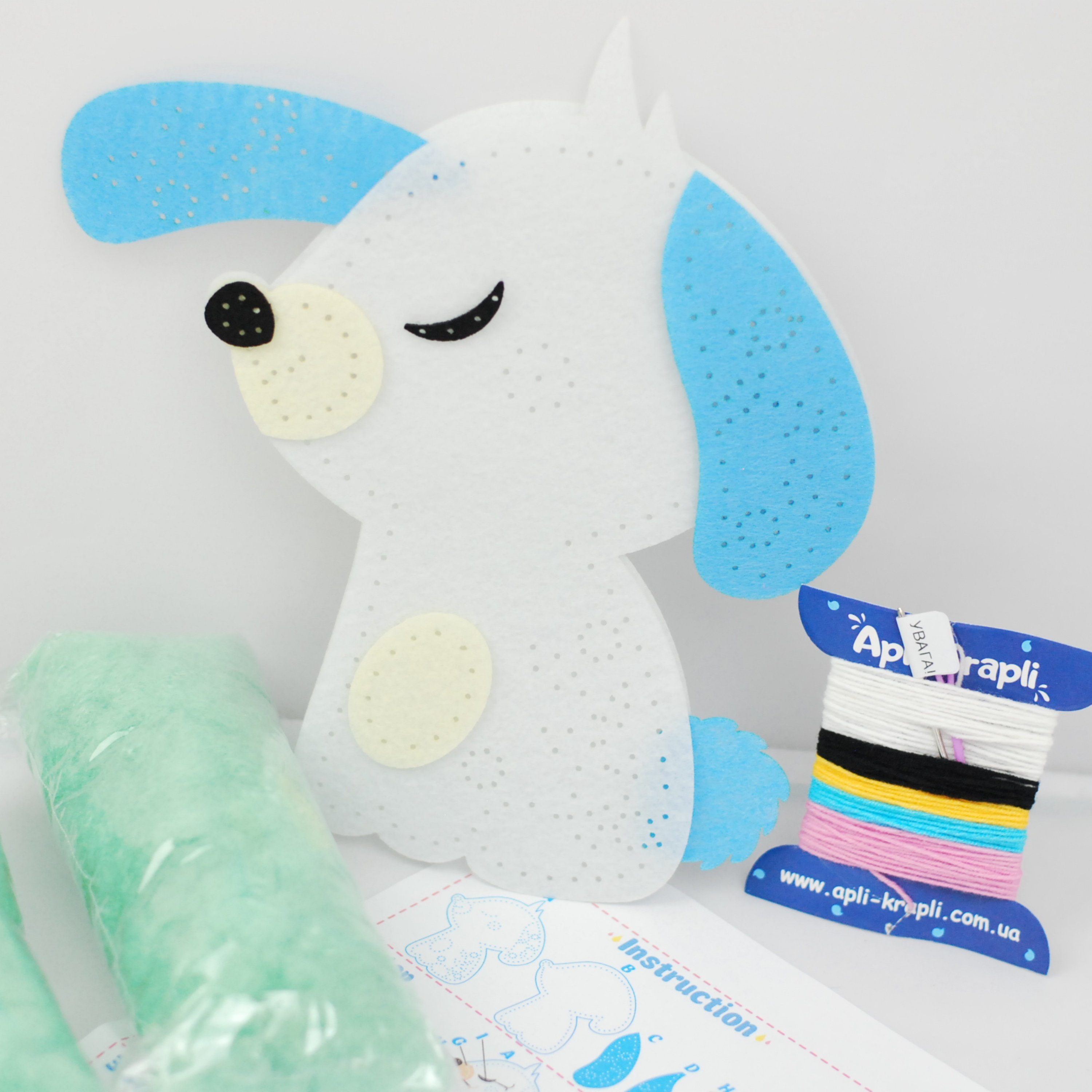 Fainotoys - Vendita all'ingrosso Kit per lavoretti fai da te - Bambini - APLI Krapli - APLI Krapli Kit di Cucito per Giocattolo in Feltro Cane Feltro Pretagliato Imbottitura Filo & Ago Sicuro Età 6+8