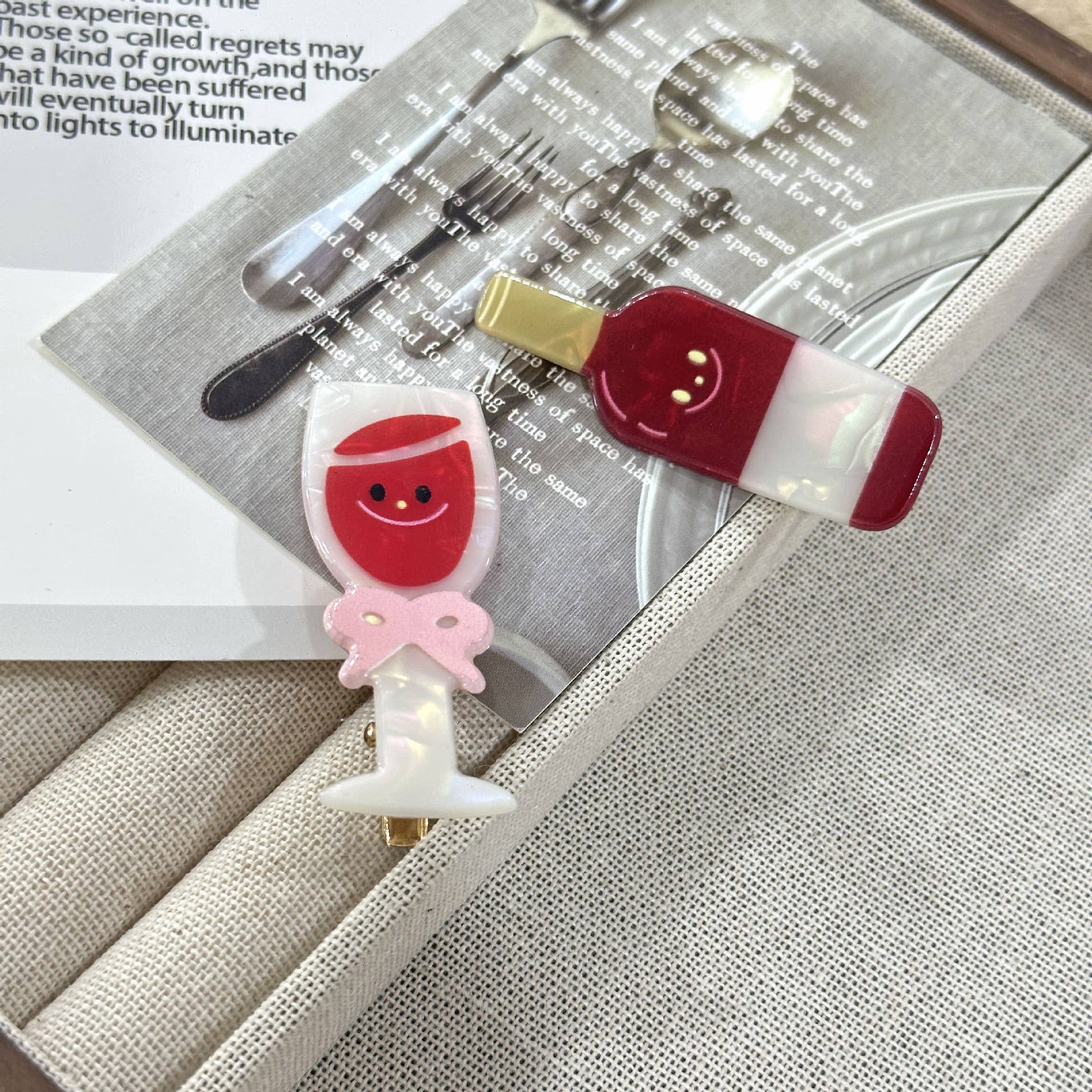 SoapElenGlen - Wholesale Hair Clip - Women's - Fun Food Claw Clip, Red Wine Side Clip10