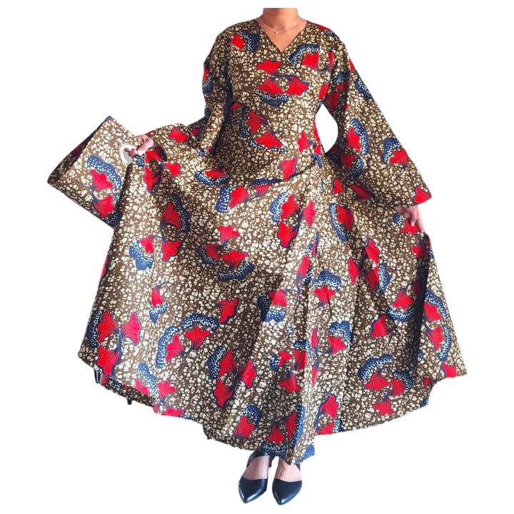 India Batik - Wholesale Dress - Women's - 1014 Combo - Long Wrap Dress + Pocketbook Set2