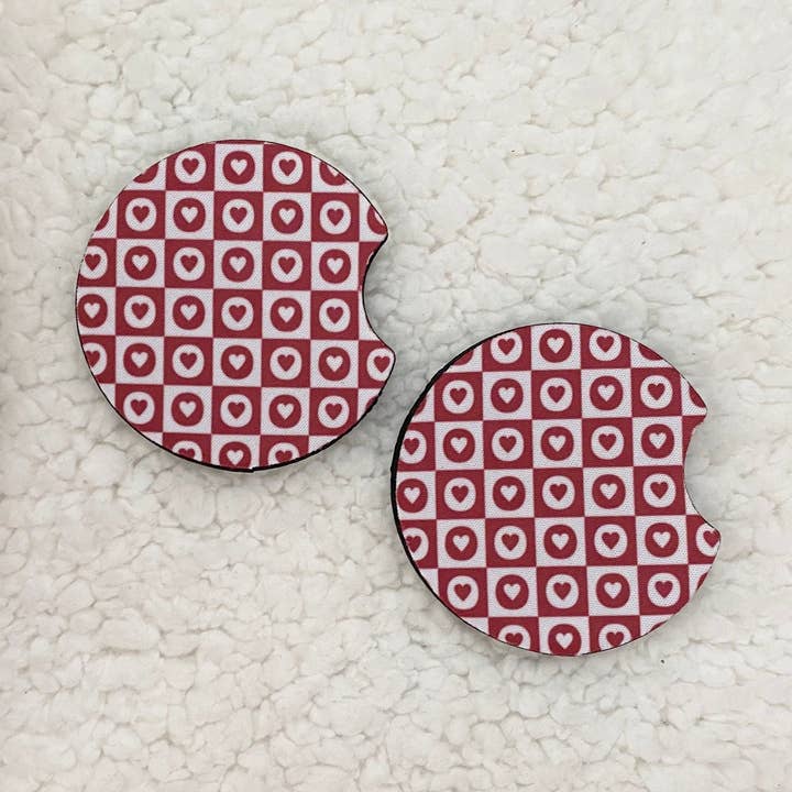 Esthetische carcoasters met geruite hartjes voor wholesale door Cavella Co.