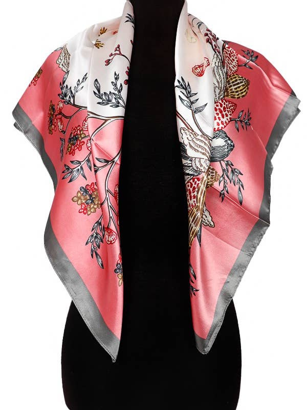 Conch Sea Shell Print Silk Felt Polyester Square Scarf for wholesale by Cap Zone