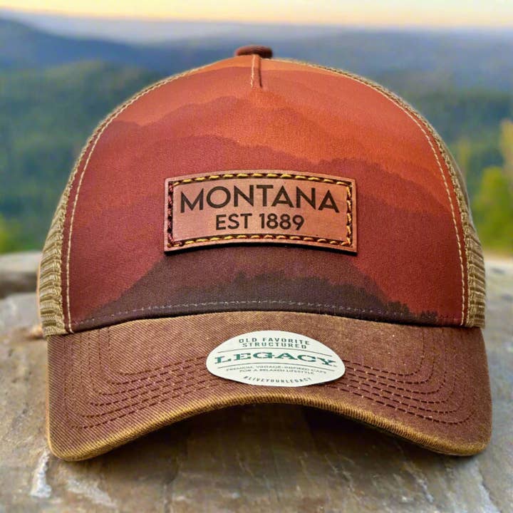 Last Best Supply Co - Wholesale Trucker Hat - Unisex - Montana Mountains Premium Leather Trucker Hat