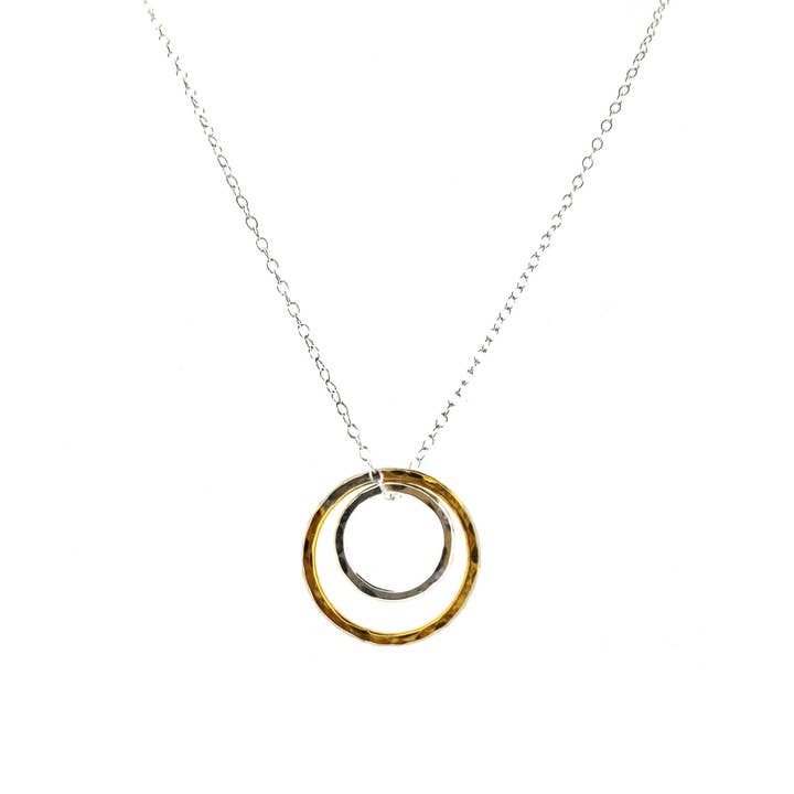 Two-tone Circle pendant necklace for wholesale by Mijoux Creations