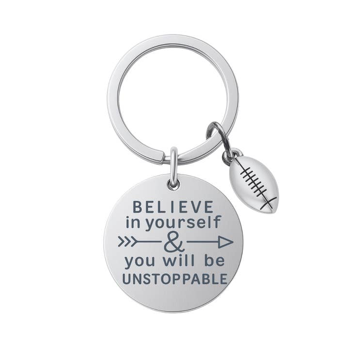 Football Keychain - Believe in Yourself - Pick Style for wholesale by Sportybella