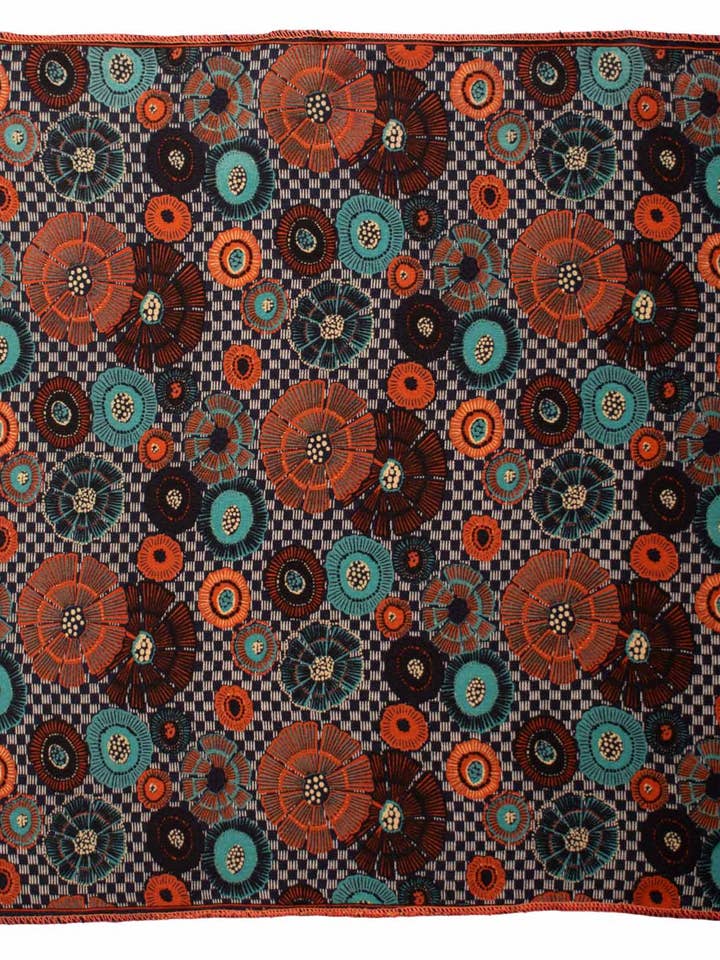 Vintage zijden pochet blauw-grijs multicolor dessin POCV1063 voor wholesale door Graffeo Cravatte