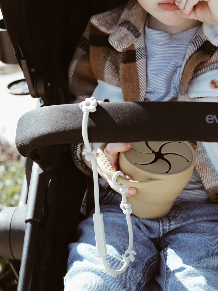 Foldable Silicone Snack Cup - Khaki for wholesale by Little Chew