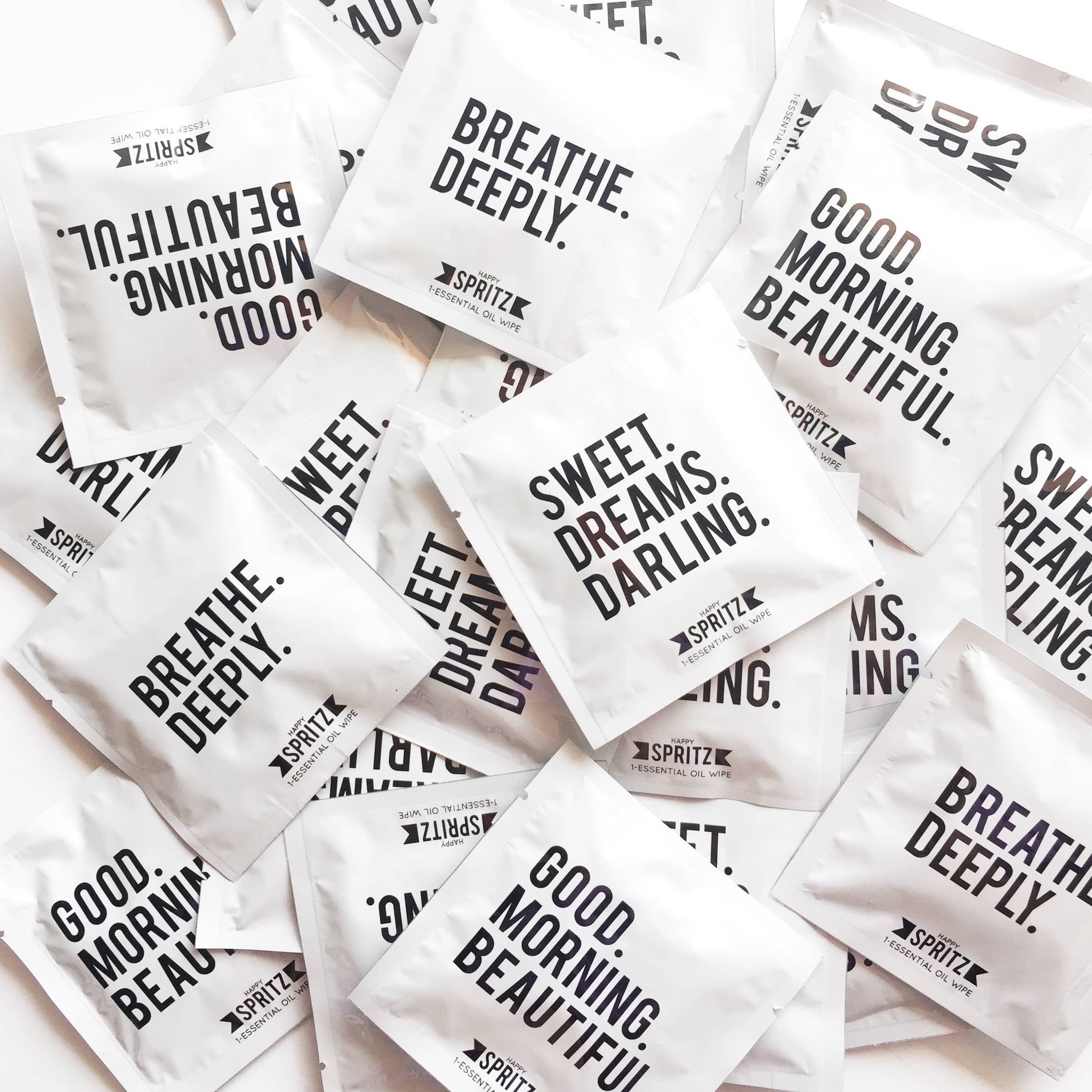 Happy Spritz - Wholesale Face & Body Wipes - Good Morning Beautiful Essential Oil Towelette 100 Unit Pack6