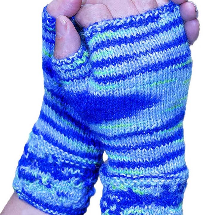 Alpaca Gloves - Baby Alpaca Fleece, Hand-Dyed Hand-Knitted Fingerless Gloves (CAL262) for wholesale by My Comfy Apparel