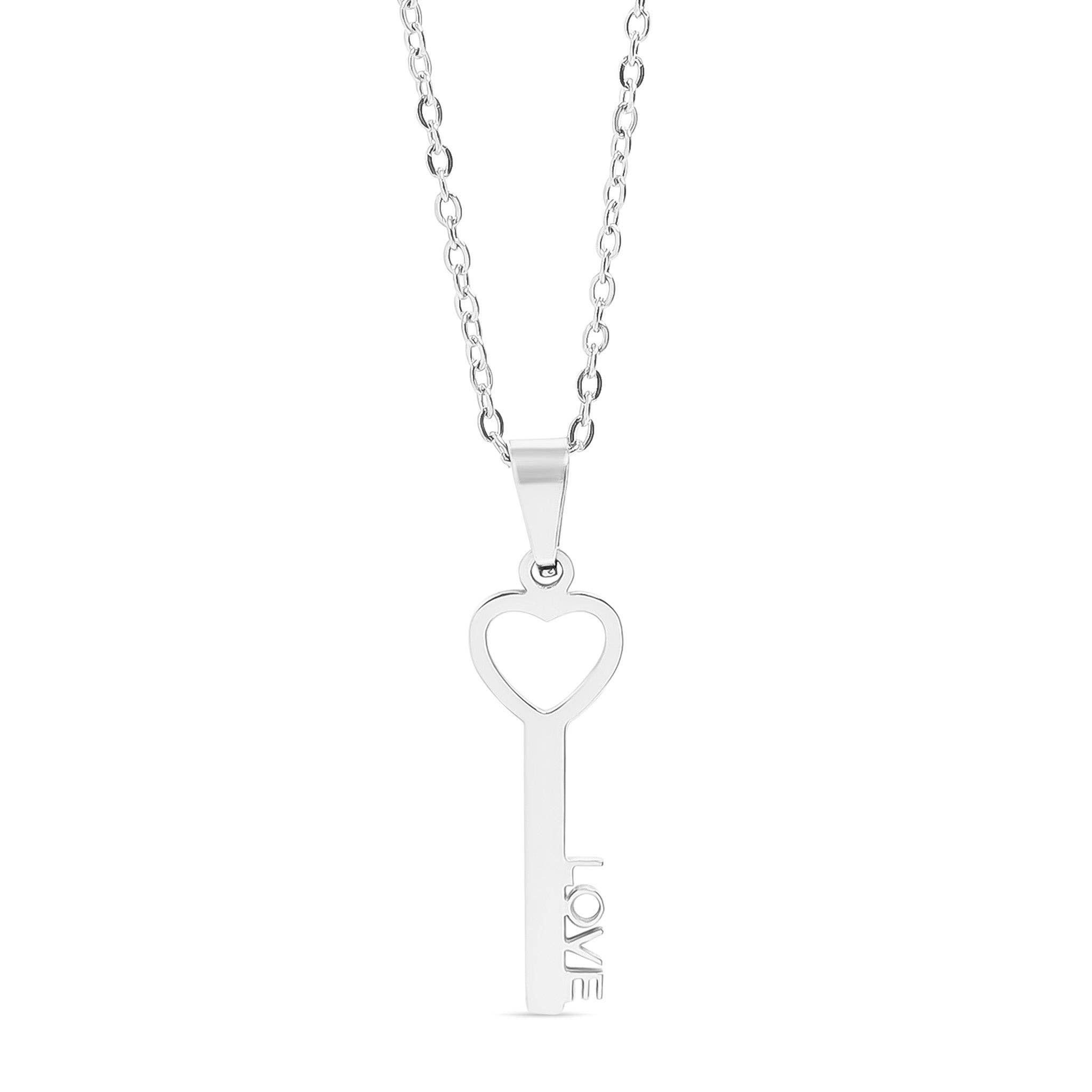 WJW - Wholesale Pendant/Charm Necklace - 18K Gold PVD Stainless Steel Love Key Pendant Necklace1