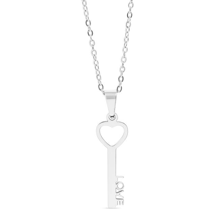 WJW - Wholesale Pendant/Charm Necklace - 18K Gold PVD Stainless Steel Love Key Pendant Necklace1