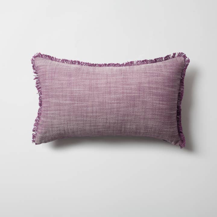 Tassel Linen Natural Solid Woven Lumbar Pillowcases Purple for wholesale by Fineroom Living