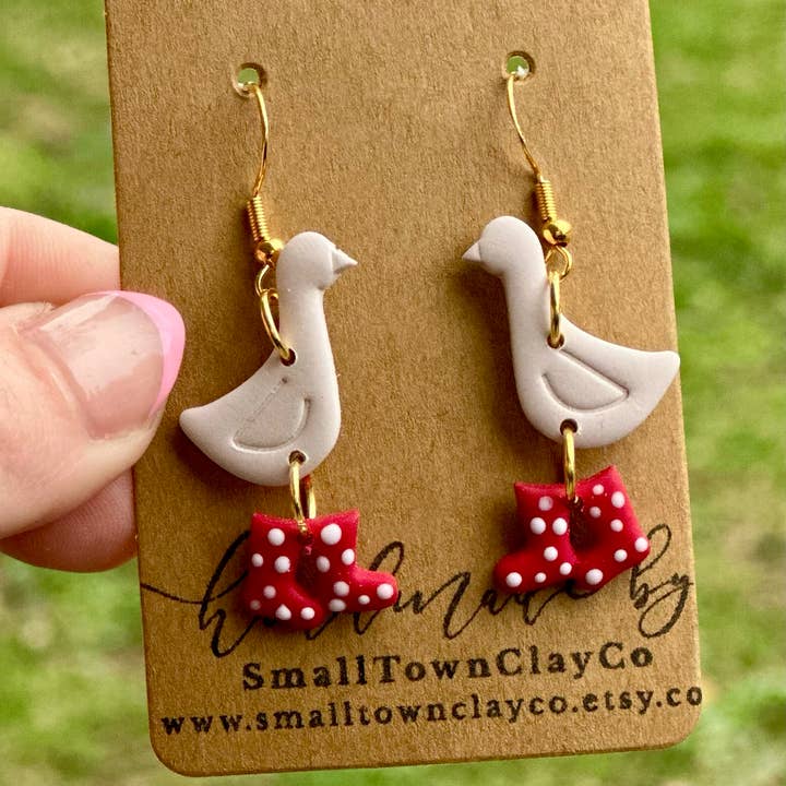 SmallTownClayCo - Wholesale Dangle Earrings - Duck N Boots Dangle