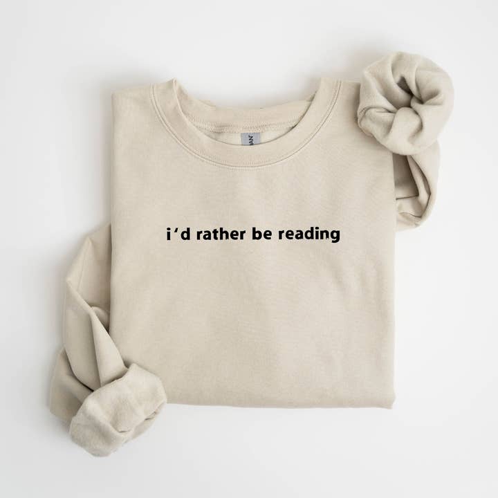 P E T I T R U E - Wholesale Sweatshirt - Unisex - EMBROIDERED I'd Rather Be Reading Crewneck Sweatshirt 1