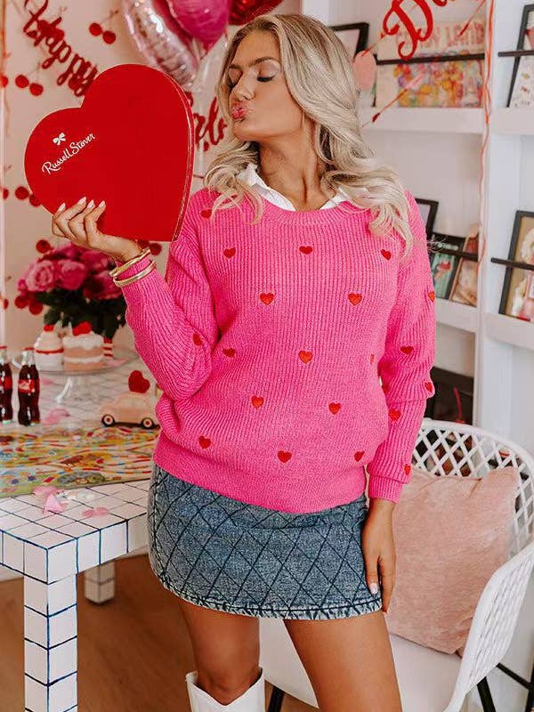 Lily Clothing - Wholesale Knit Sweater - Women's - VALENSTINE'S DAY LOVE JACQUARD JUMPER
