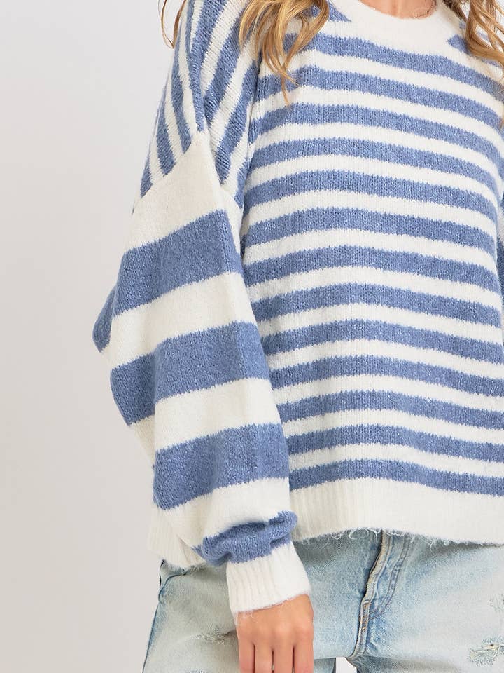 Sweet Lovely by Jen - Wholesale Knit Sweater - Women's - SOFT COZY EVERYDAY WARDROBE STRIPED KNIT SWEATER 23