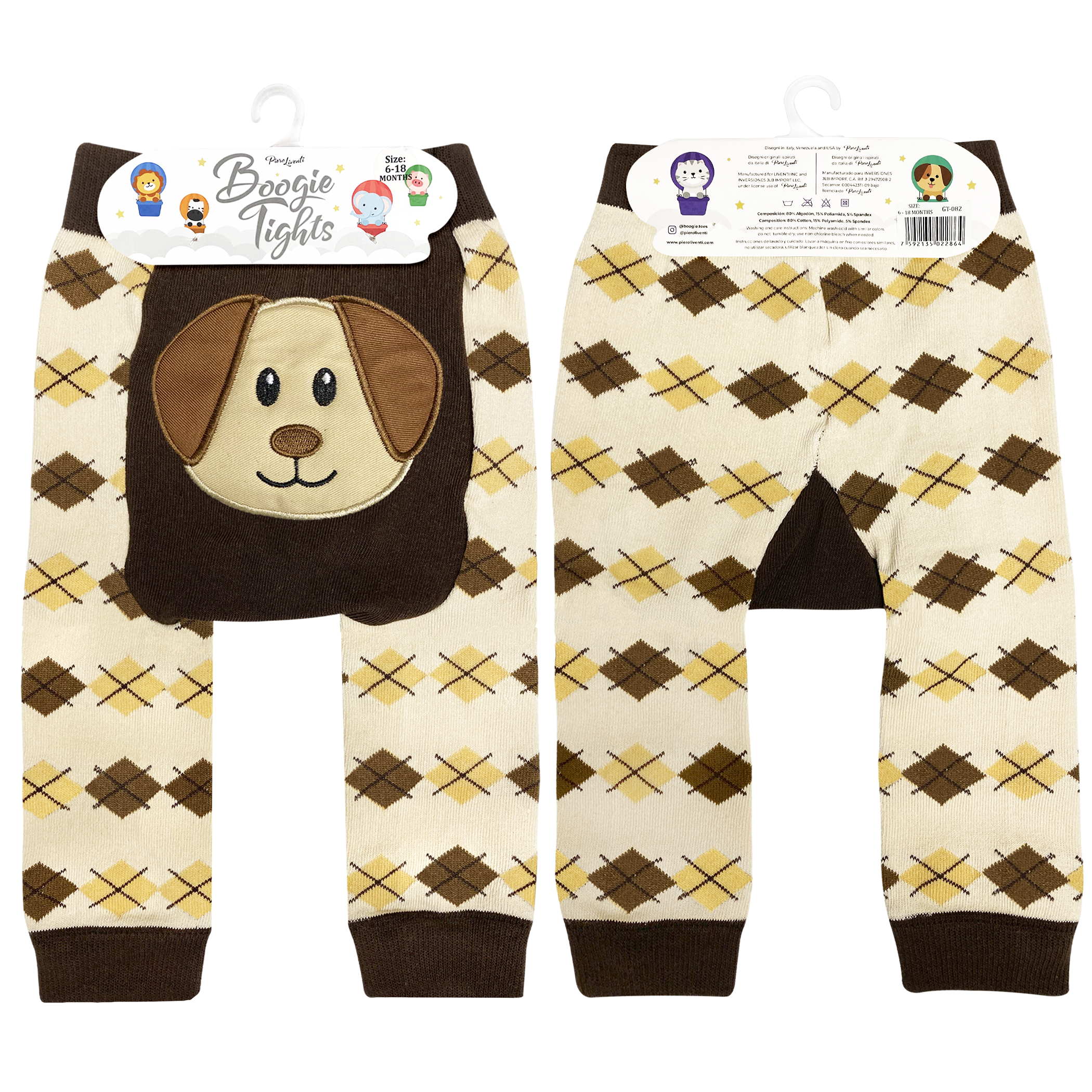 Boogie Toes - Vente Pantalon – bébé - Collant Boogie Bébé Chien Marron2