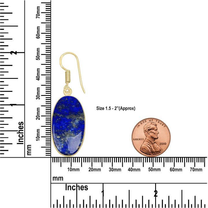 Handmade Jewels - Wholesale Dangle Earrings - Lapis Earrings โ 18K Gold-Plated Bezel, Handmade Minimal Design | Made to Order1