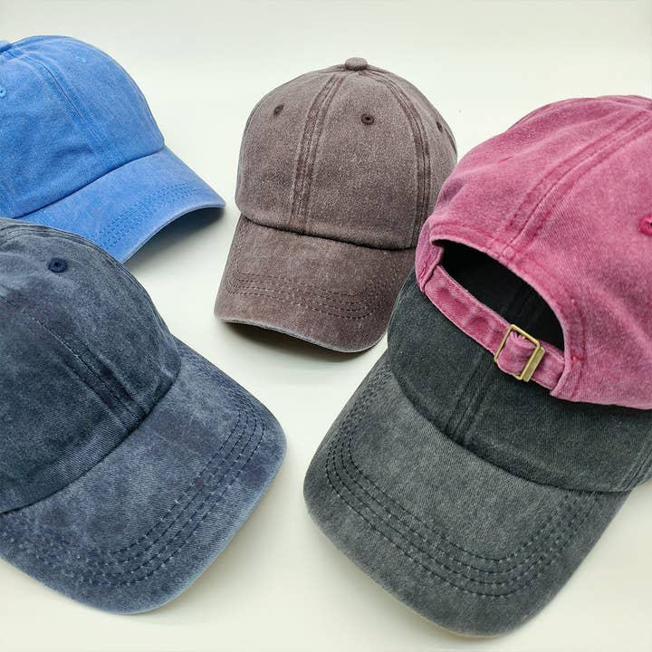 ACCITY - Wholesale Baseball Cap - Women's - Summer Washed Solid Baseball Cap, Sun Hat CWAH20622