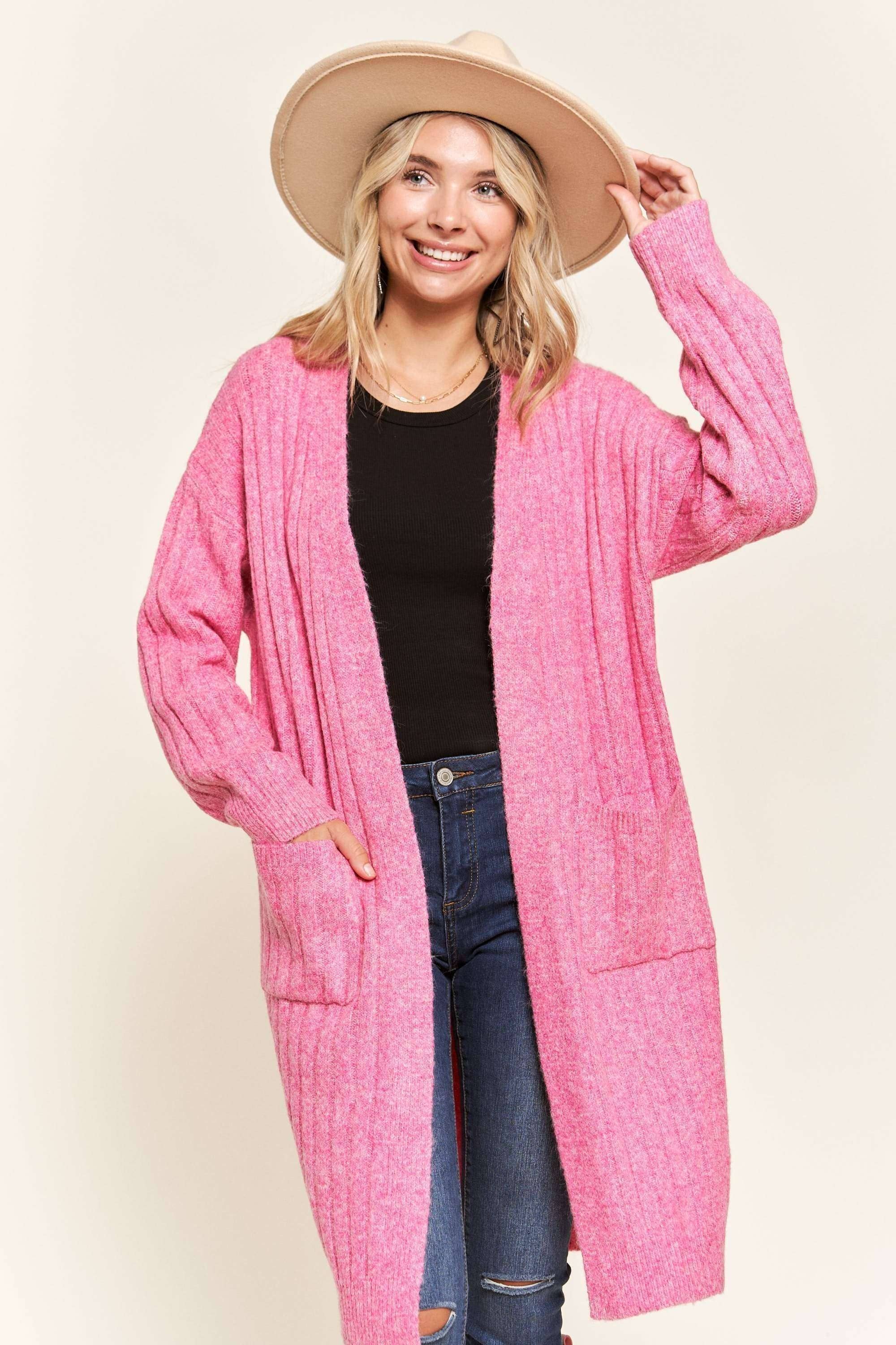 Madelyn - Wholesale Cardigan - Women's - LESW2616-CABLE KNIT OPEN CARDIGAN4