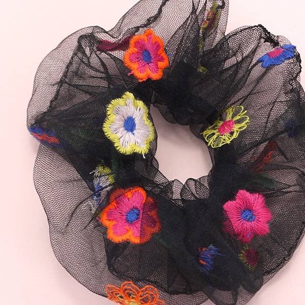 JOSSLYN by wall to wall - Wholesale Scrunchie - Dames - SCRUNCHIES MET BORDUURWERK MET BLOEMEN | 40S7210
