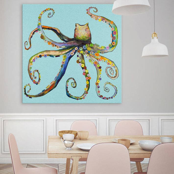 Bright Octopus Canvas Wall Art for wholesale by GreenBox Art