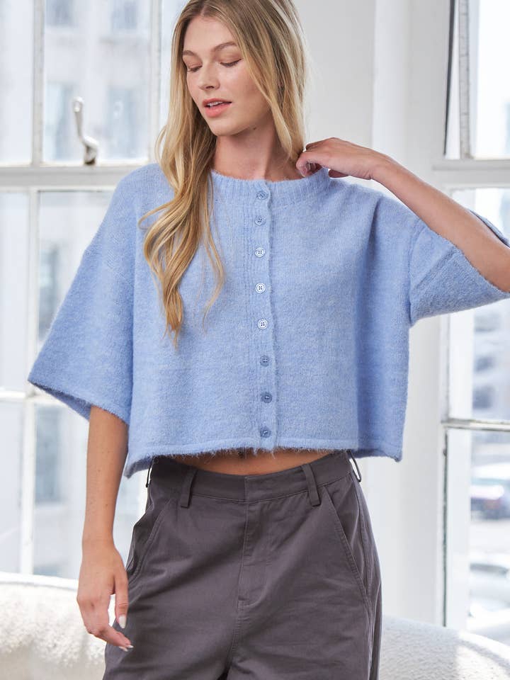 CANDESCENT - Wholesale Cardigan - Women's - Cropped Boxy Soft Knit Cardigan - LOU CARDIGAN4