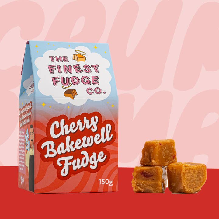Cherry Bakewell Fudge Box for wholesale by The Finest Fudge Co