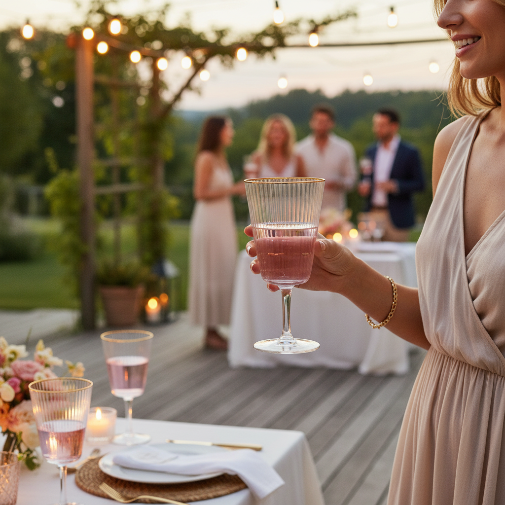 Kadra Kitchenware - Venta al por mayor Copas de vino - Vikko Decor - Optic, borde dorado, copa de vino, 11 onzas2