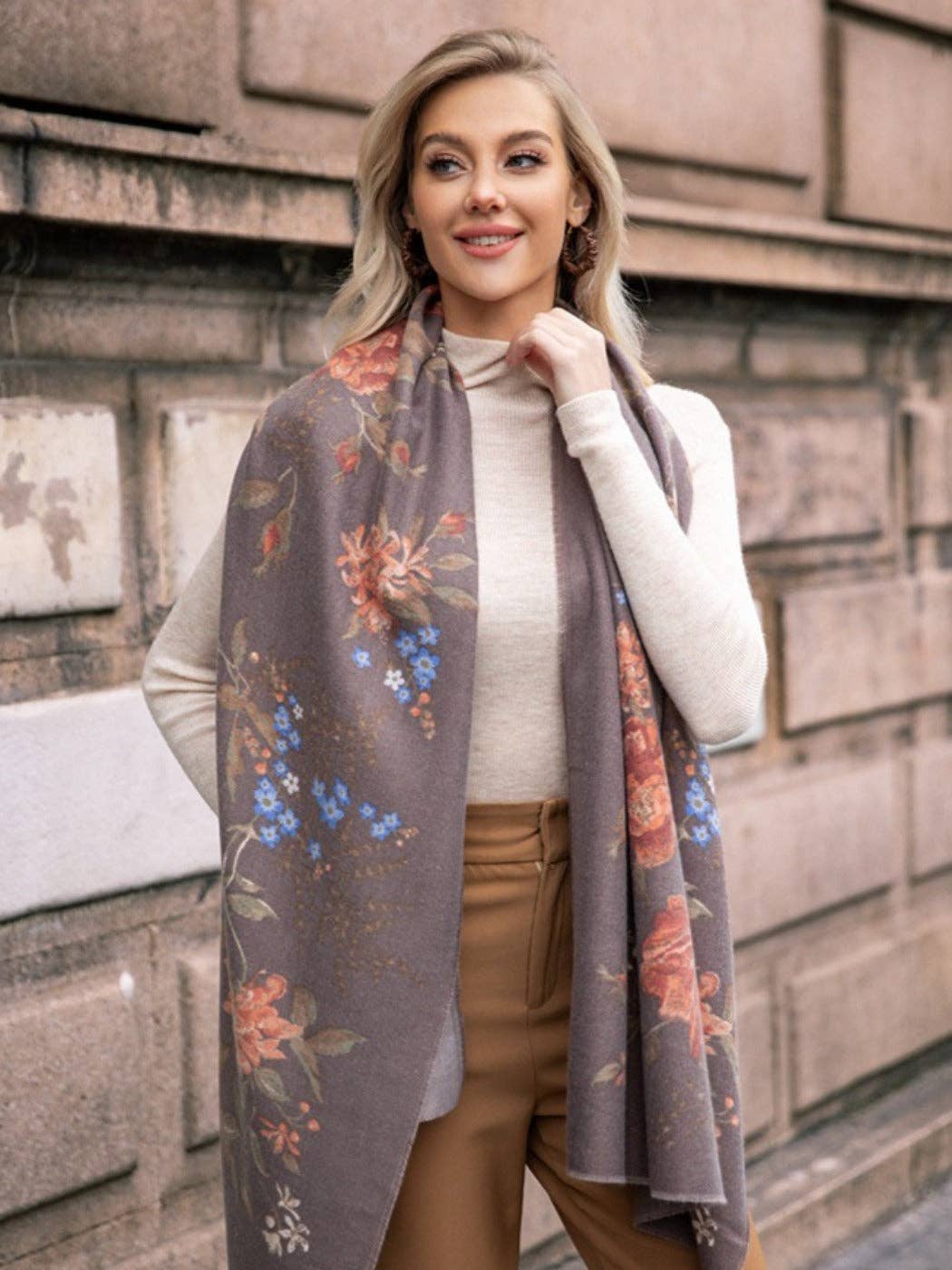 Funkyrel® Atzbranding Limited - Vente Écharpe – femme - Scarvii - Écharpe et Châle d'Hiver à Imprimé Floral Vintage7