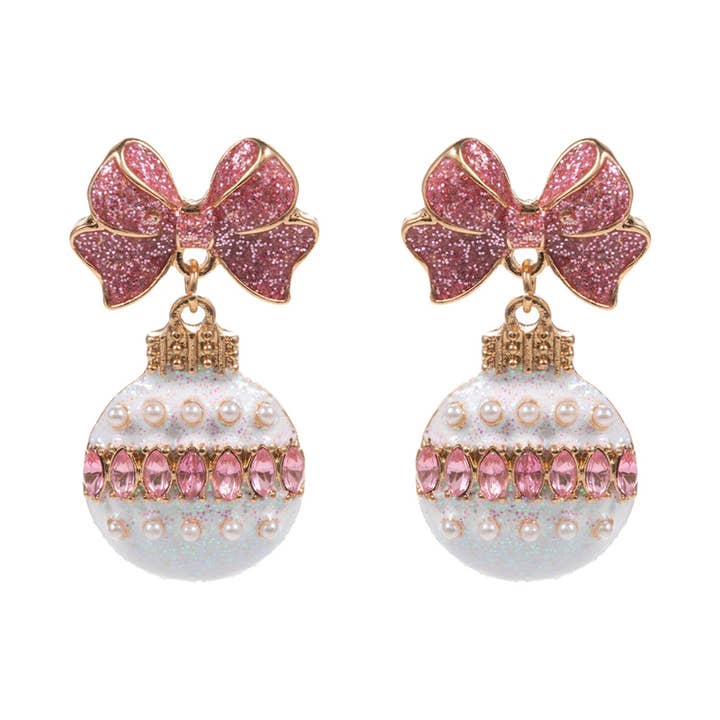 Fashion City - Wholesale Dangle Earrings - Christmas Ornament Ball Enamel Post Earrings