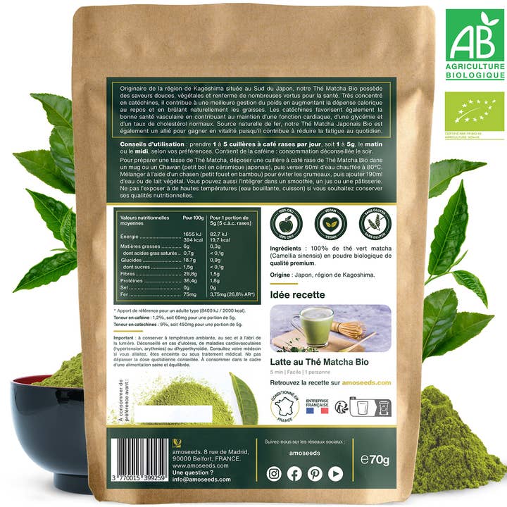 Amoseeds - Wholesale Health/Detox Tea - Organic Japanese Matcha Tea Powder 70G1