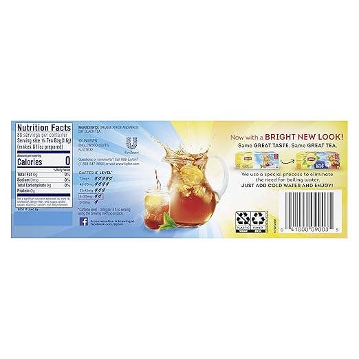 Lipton & TAZO - Wholesale Tea Bags - Lipton Cold Brew Family Iced Black Tea Bags, 22 ct