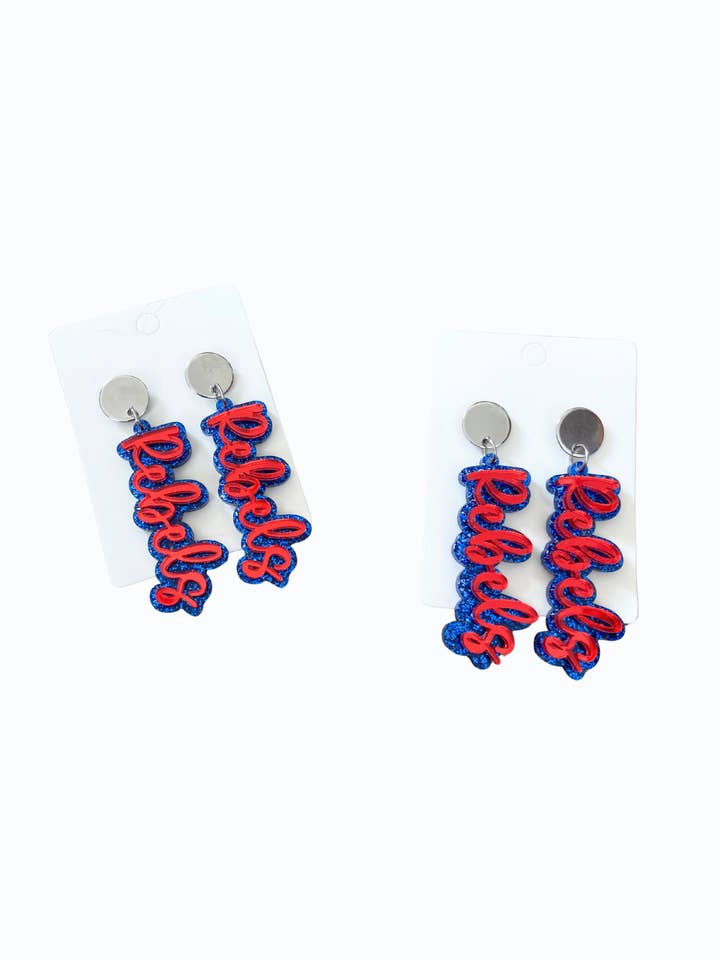 Boucles d'oreilles Rebelles Bleues & Rouges - Mississippi pour la vente par Valois Designs