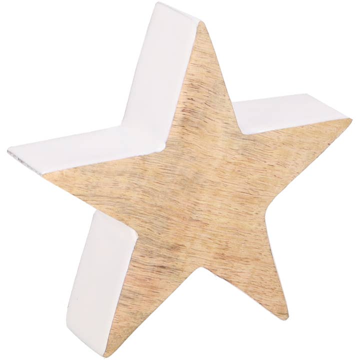 Buffy træstjerne, diameter 15 cm, højde 3,5 cm, hvid for engroshandel hos Vosteen